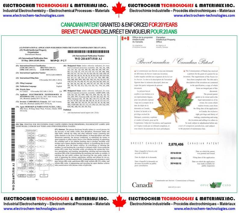 ELECTROCHEM TECHNOLOGIES & MATERIAUX INC. - VanadiumCorp-Electrochem Processing Technology (VEPT)